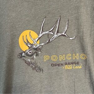Poncho Outdoors Graphic T Shirt Mens Size XL Open Range Wild Land Western Elk